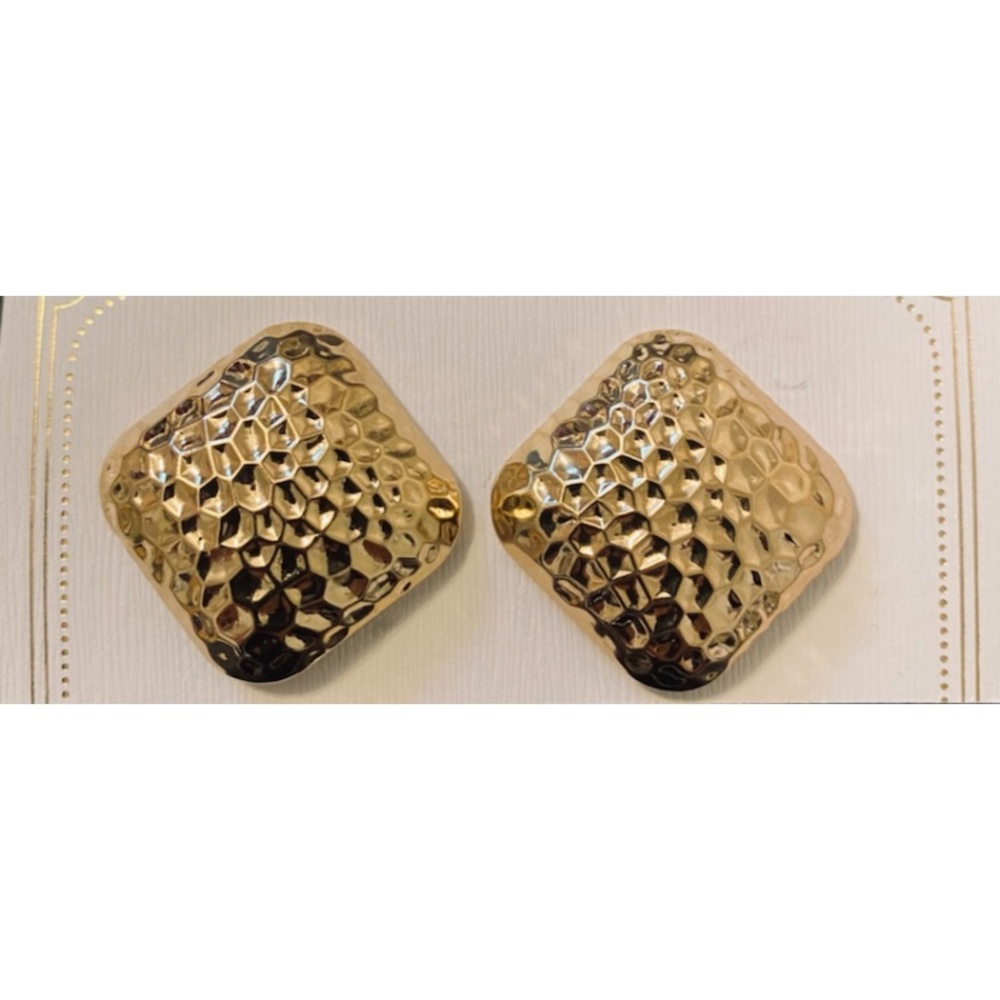 Clip On Earrings Gold Textured NEW